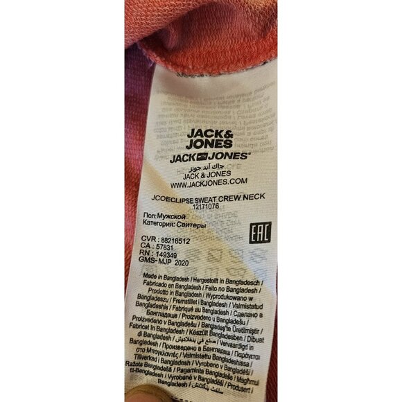 Core Jack & Jones Crew Neck Sweatshirt Men's Size L Pink Long Sleeve - Picture 6 of 11